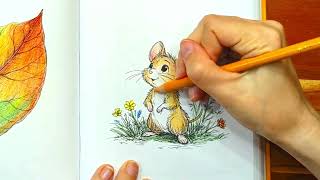 How to Color a Cute Mouse 🐭✨ | Relaxing Colored Pencil Tutorial Step by Step #adultcoloring #art screenshot 3