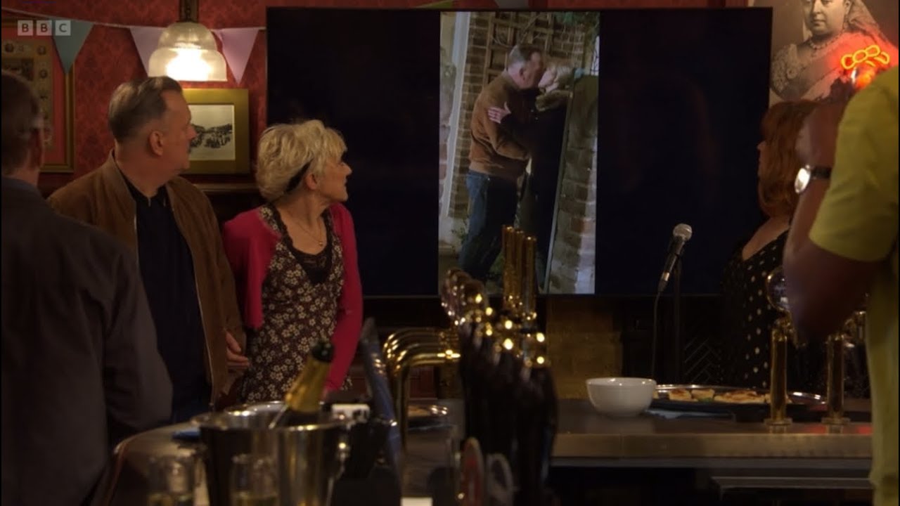 Eastenders Cindy plays the recording in front of everyone in the vic of Kathy and Harvey kissing