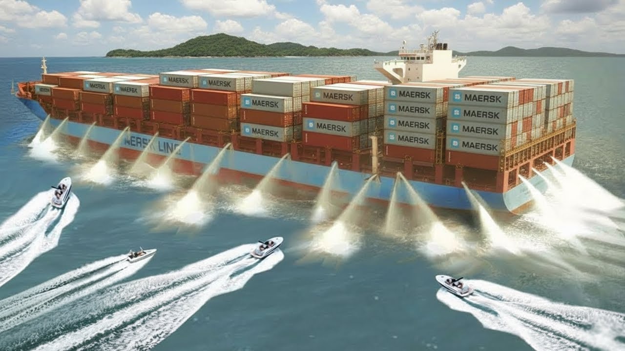 con Tàu Khổng Lồ dùng 100 Vòi Rồng để chặn Cướp Biển Leo Lên Tàu