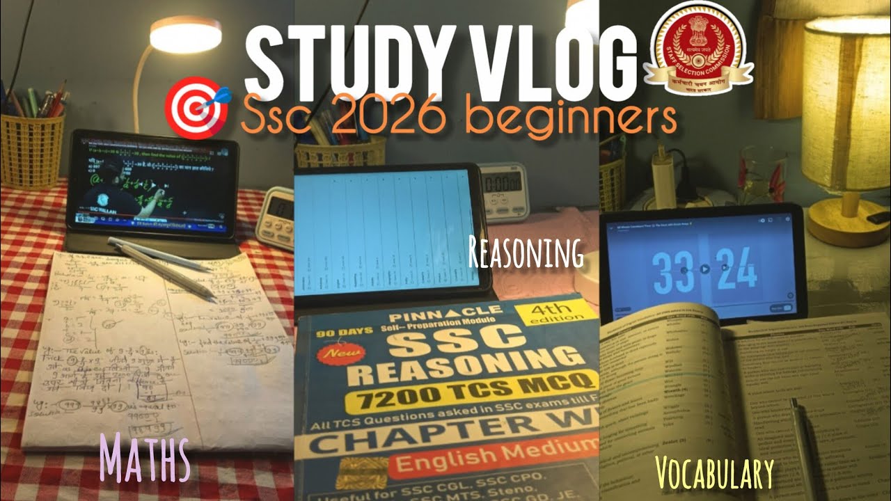 SSC 2026 Beginners Study Vlog 📚 | Maths + Reasoning + Vocabulary | 3 Hours Productive Study#study 