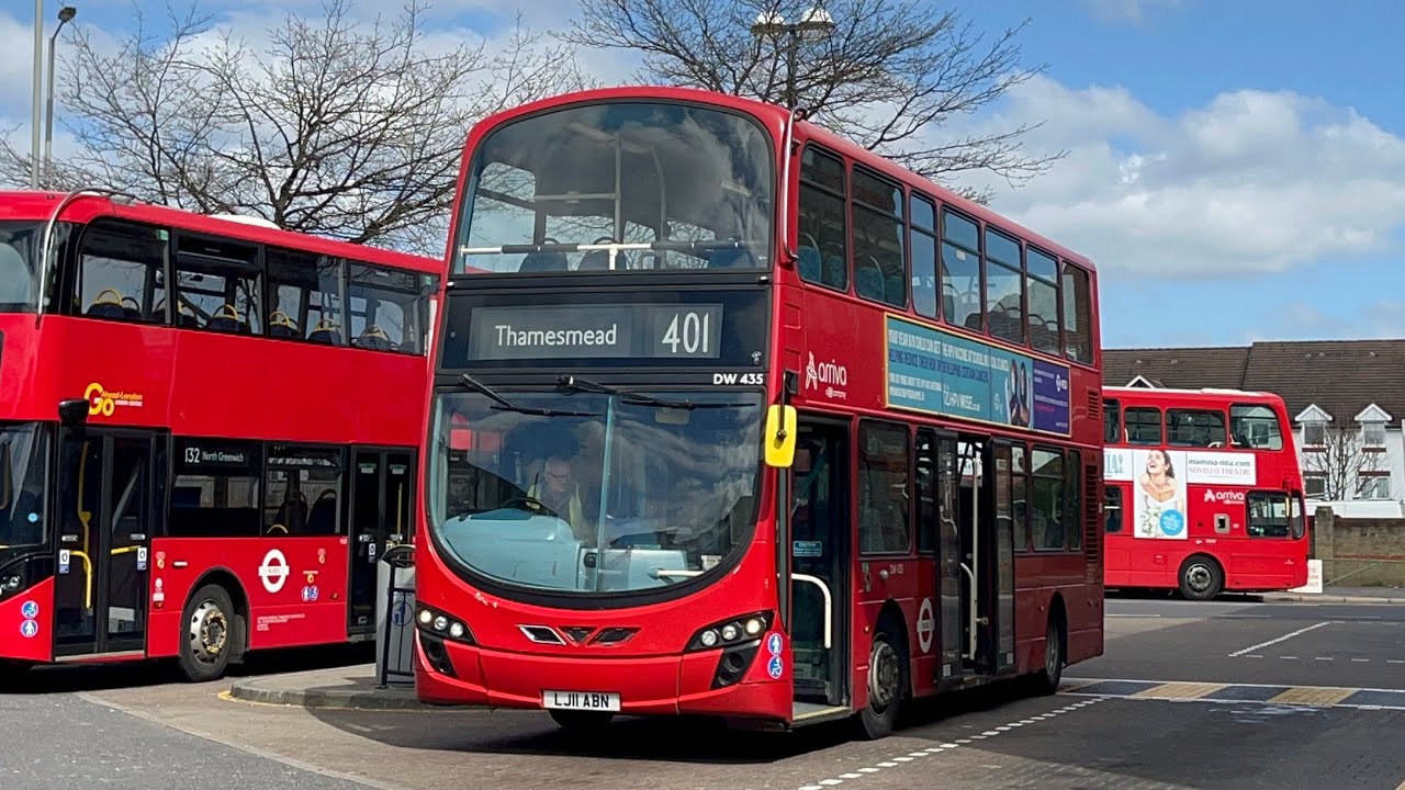 FRV. Arriva Route 401. Thamesmead - Bexleyheath Shopping Centre. Wright  Gemini 2 DW435 (LJ11 ABN) - YouTube