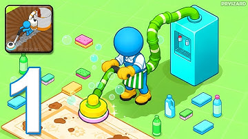 Power Washer Man - Gameplay Walkthrough Part 1 - Clean Toilets Earn Fame (iOS, Android)