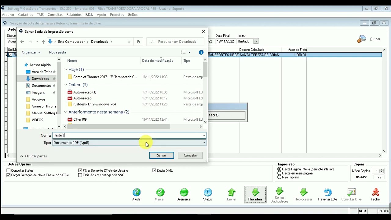 017 - Como Transmitir e Autorizar CTe na SEFAZ no Sistema Softlog