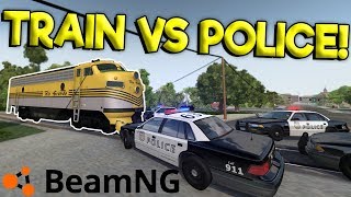 INSANE TRAIN VS POLICE CHASE & CRASHES! - BeamNG Gameplay & Crashes - Train Mod screenshot 5