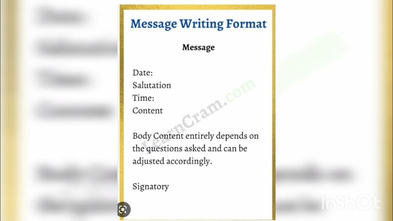format of message writing and some examples.education shorts english