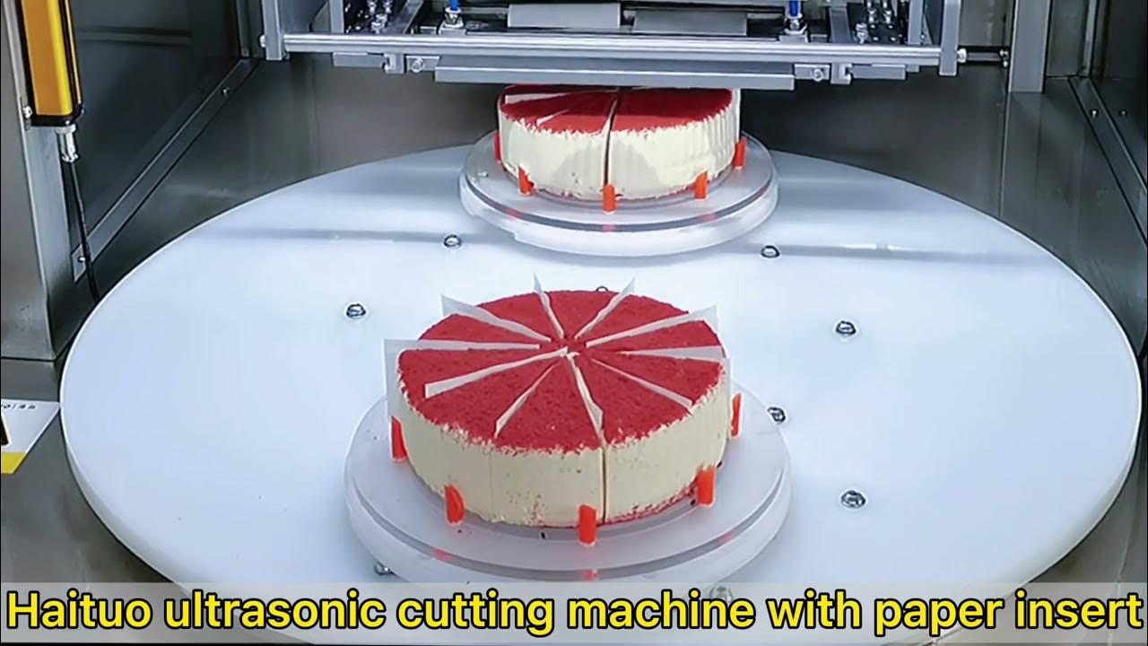 HaiTuo Ultrasonic Rotary paper insertion Cake cutting machine - YouTube