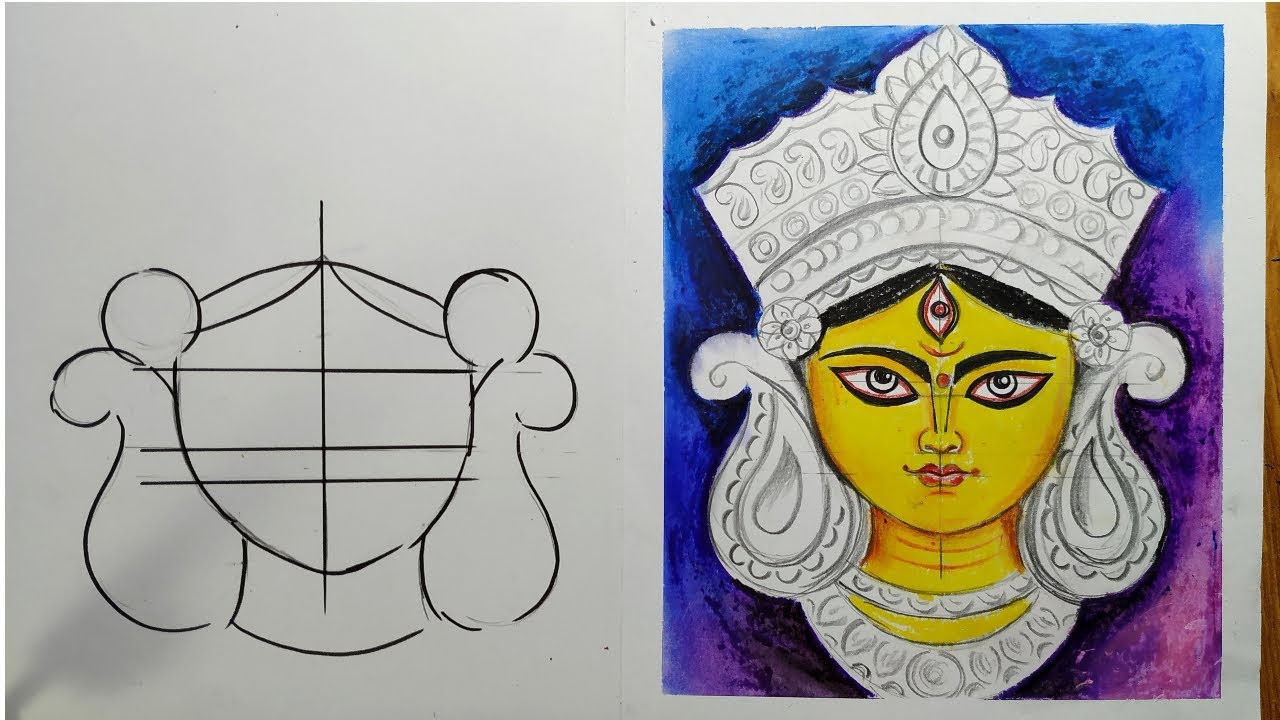 how draw durga devi easily,maa durga drawing for beginners,durga puja