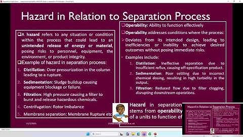 Hazop and Operability Studies in Separation Process