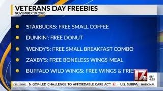 Freebies galore for military members on Veterans Day