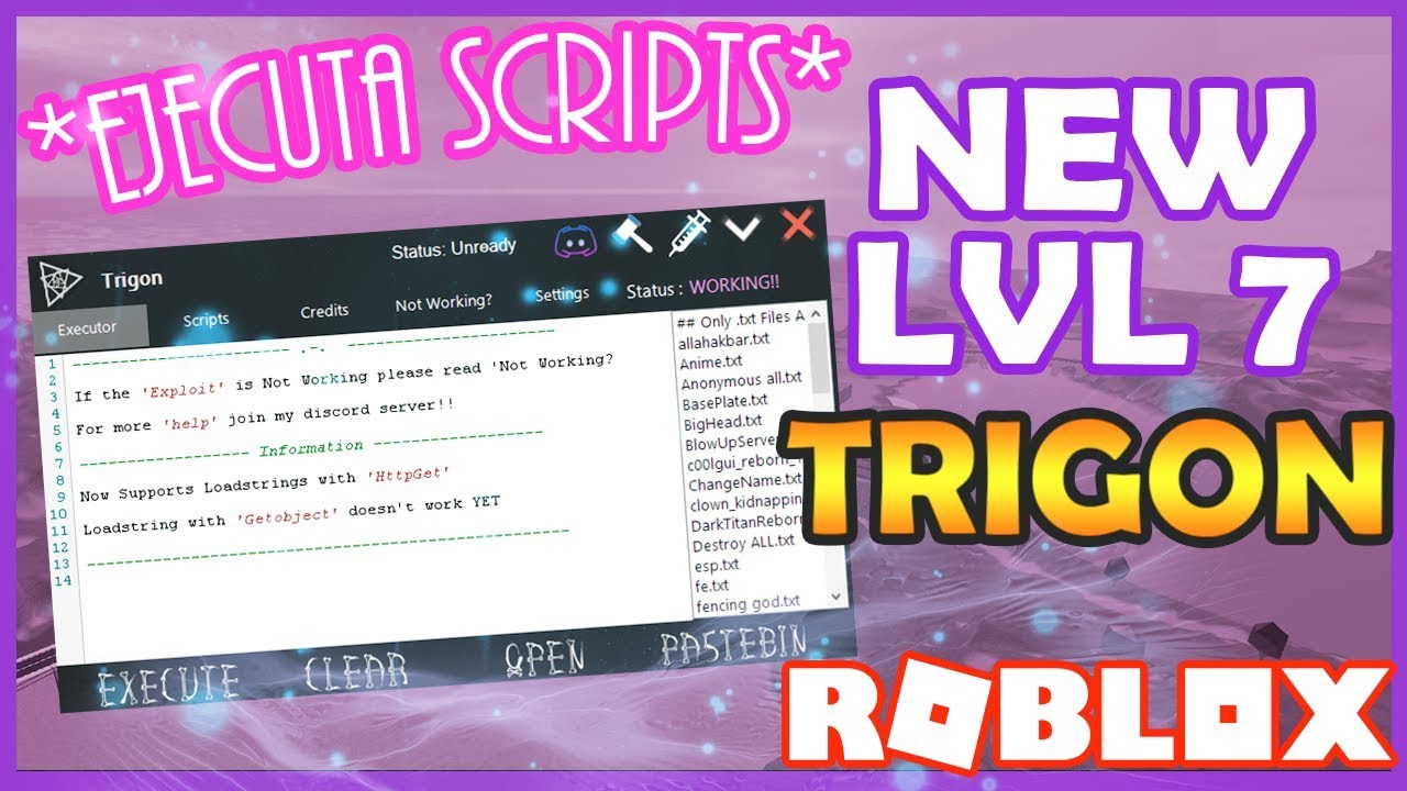 Nuevo Lvl 7 Trigon Ejecuta Cualquier Script En - roblox loadstring is not available