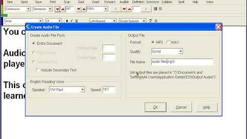 Creating audio files with Kurzweil