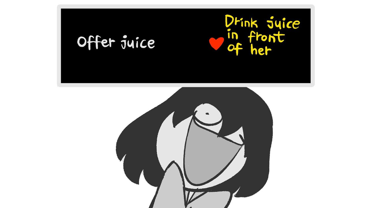 drink juice in front of her (deltarune chapter 4 animatic)