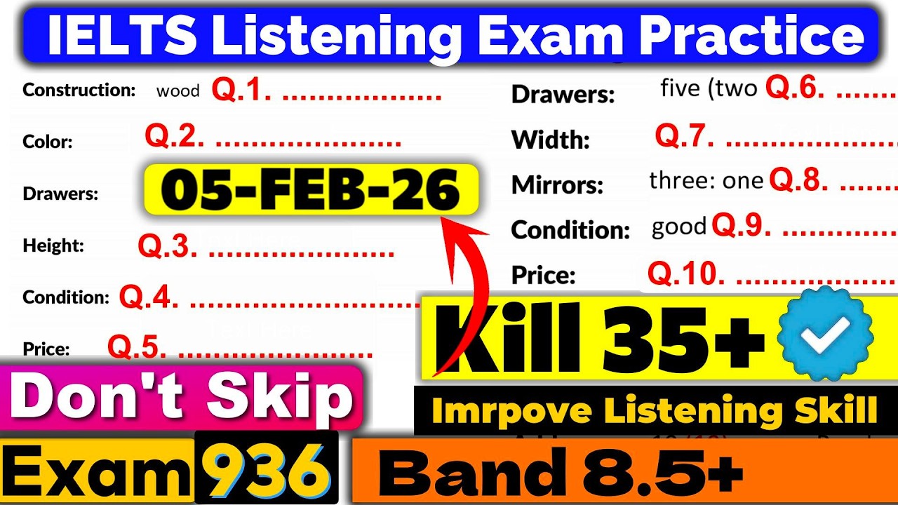IELTS Listening Practice Test 2026 with Answers | Recent Exam - 05.02.2026