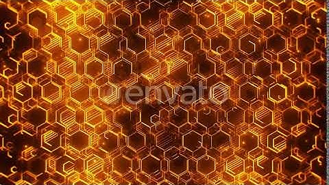 Gold Hexagonal Tech Background | Motion Graphics - Envato elements