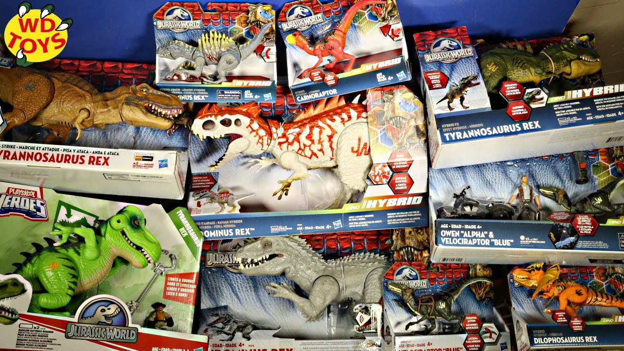 Jurassic World Huge Box 40 New Hasbro Dinosaur Toys WD Toys - YouTube