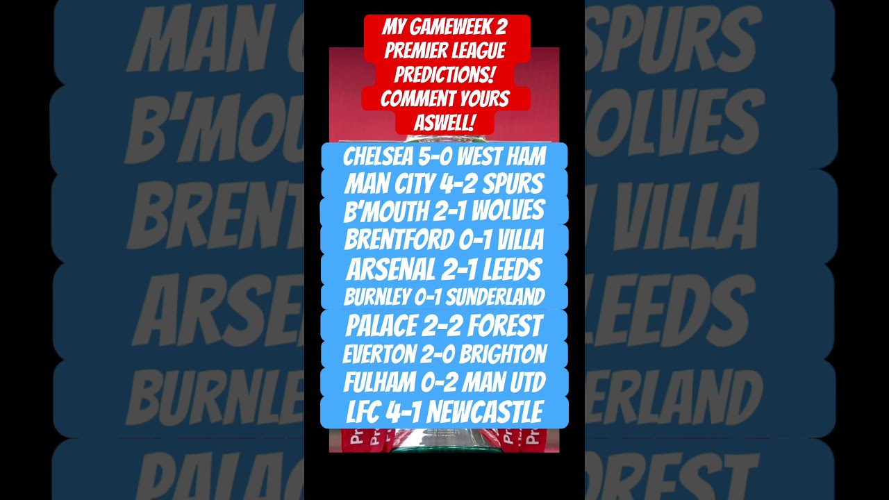 GW2 PREMIER LEAGUE PREDICTIONS! 
