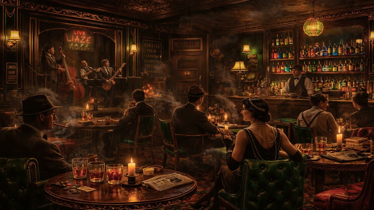 Old Hollywood Speakeasy Night 🎞 1920s Jazz for Sleep & Relaxation
