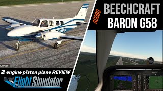 MSFS2020 • Beechcraft Baron G58 • by ASOBO (deluxe) • обзор самолёта • freeware plane review • L2P