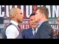 Cotto vs canelo face off staredown 82415 press tour highlights cotto v canelo 112115 hbo