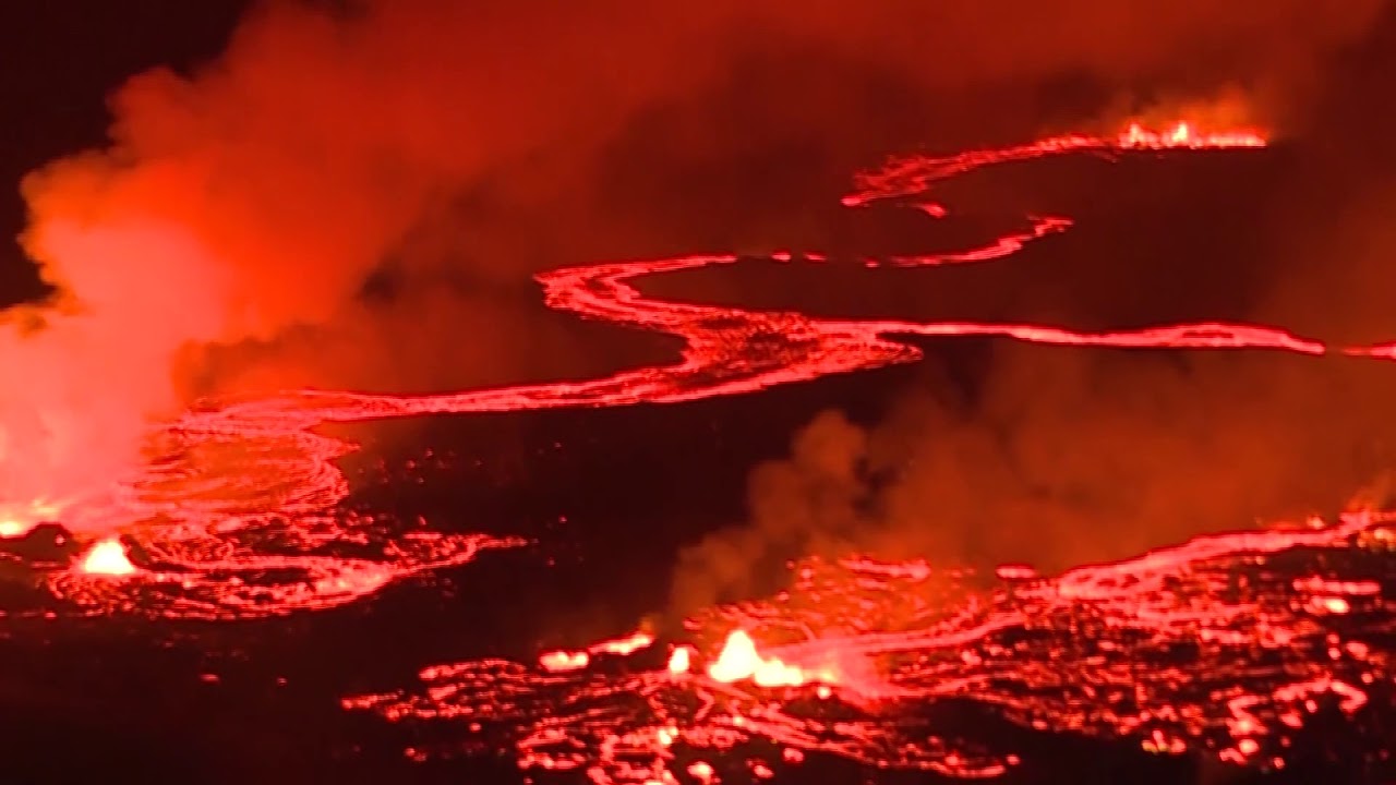Red Lava Rivers From Hawaii's Kilauea Volcano - Aerial Views - YouTube