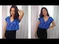 Blusinha Top Down com decote V  de Crochê