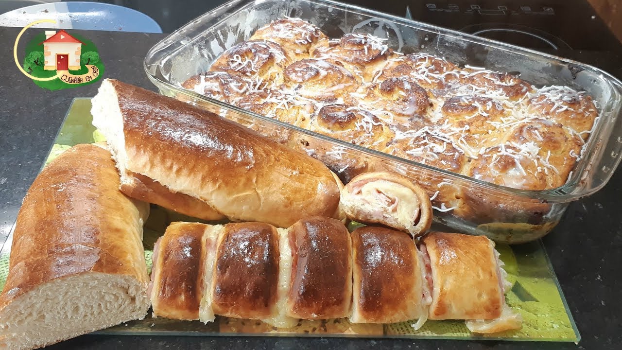 3 TIPOS DE PÃES E 1 SÓ MASSA!! JOELHO DE PRESUNTO E QUEIJO - ROSQUINHA HÚNGARA - E PÃO CASEIRO-3 X1