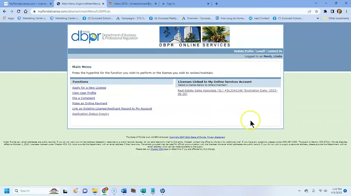 Checking your Florida License Continuing Education Credits.