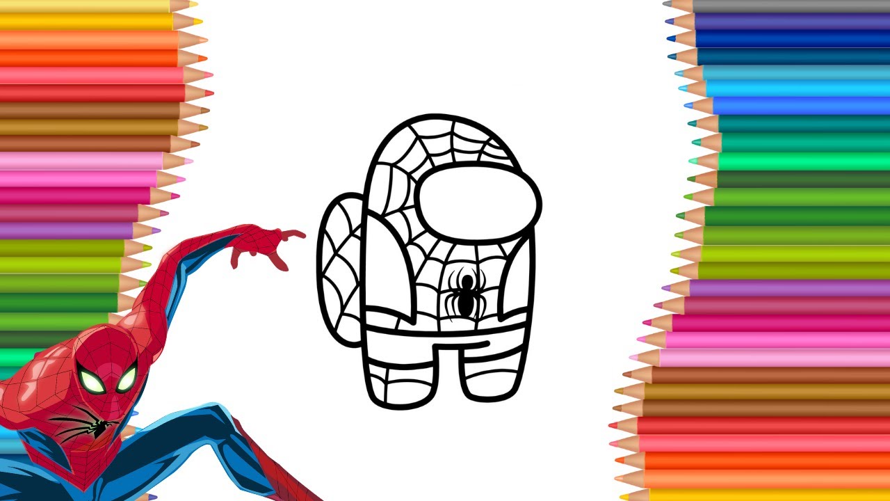 AMONG US SPIDER MAN | How to Draw & Coloring Pages & Kids Songs - YouTube