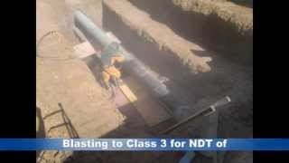 SAND BLASTING Live Gas Line using Garnet Abrasive