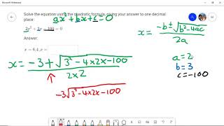 Common errors with quadratic formula