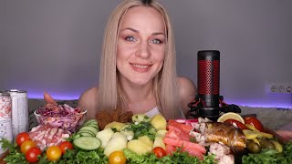 Mukbang | Сало, Картофель, Скумбрия, Форель, Закуски | Potatoes, Mackerel, Trout, Snacks Не Asmr