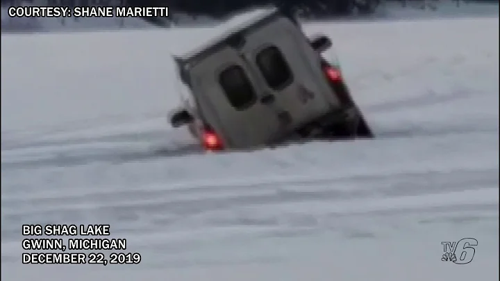Truck Breaks and Falls Through Ice in Gwinn, Michi...