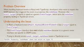How to Safely Access an Element's nodeName from a React keyDown Event in TypeScript