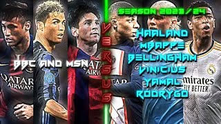Ronaldo(2017) vs Mbappe, Messi(2015) vs Bellingham, Neymar(2015) vs Vini JR, Suarez(2015) vs Haaland