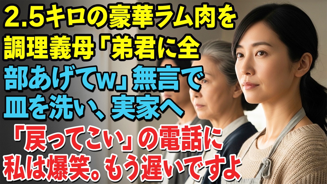 2.5キロのラムを煮込んで食卓へ。義母はすべて義弟に回した。私は無言で皿を洗い実家へ直行。「戻って来なさい！」の電話に私は笑った…