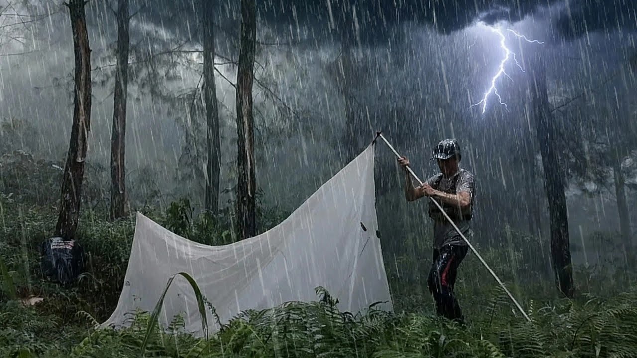 Surviving a Severe Storm | Solo Camping In Heavy Rain & Thunder