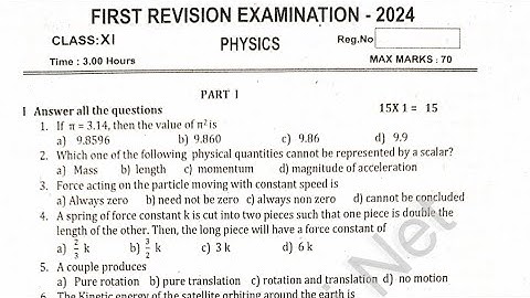 11th Physics 1st Revision Exam Question Paper 2025/11th Physics First Revision Question Paper 2025