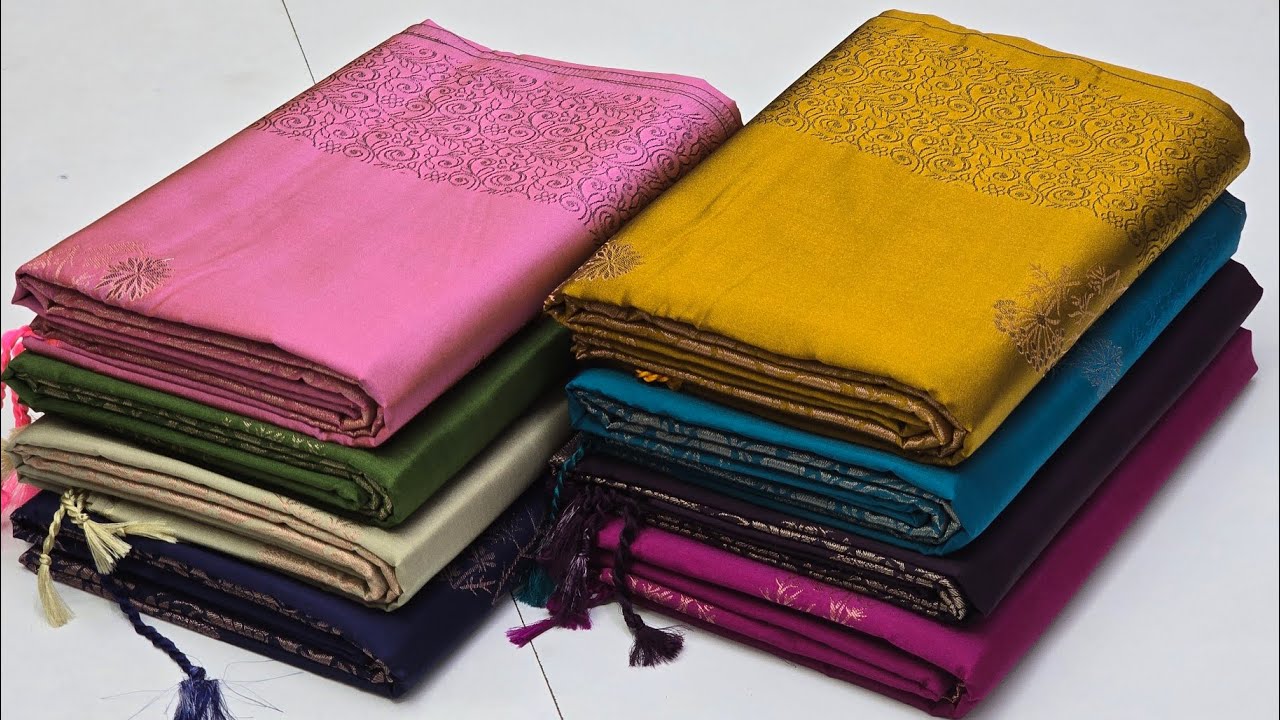 Low Price Semi Silk Sarees Collections || Border Embossed || Self Color || Gift Sarees || Sirumugai 