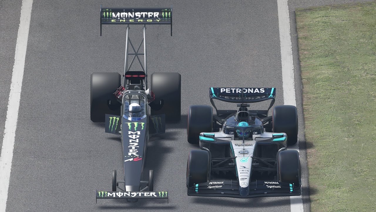 The FASTEST Racing on Earth - Mercedes F1 vs NHRA Top Fuel Dragster at Monza