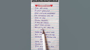 ED-SHEERAN:-"SHAPE OF YOU"❤️ SONG LYRICS//#lyrics #calligraphy #shorts