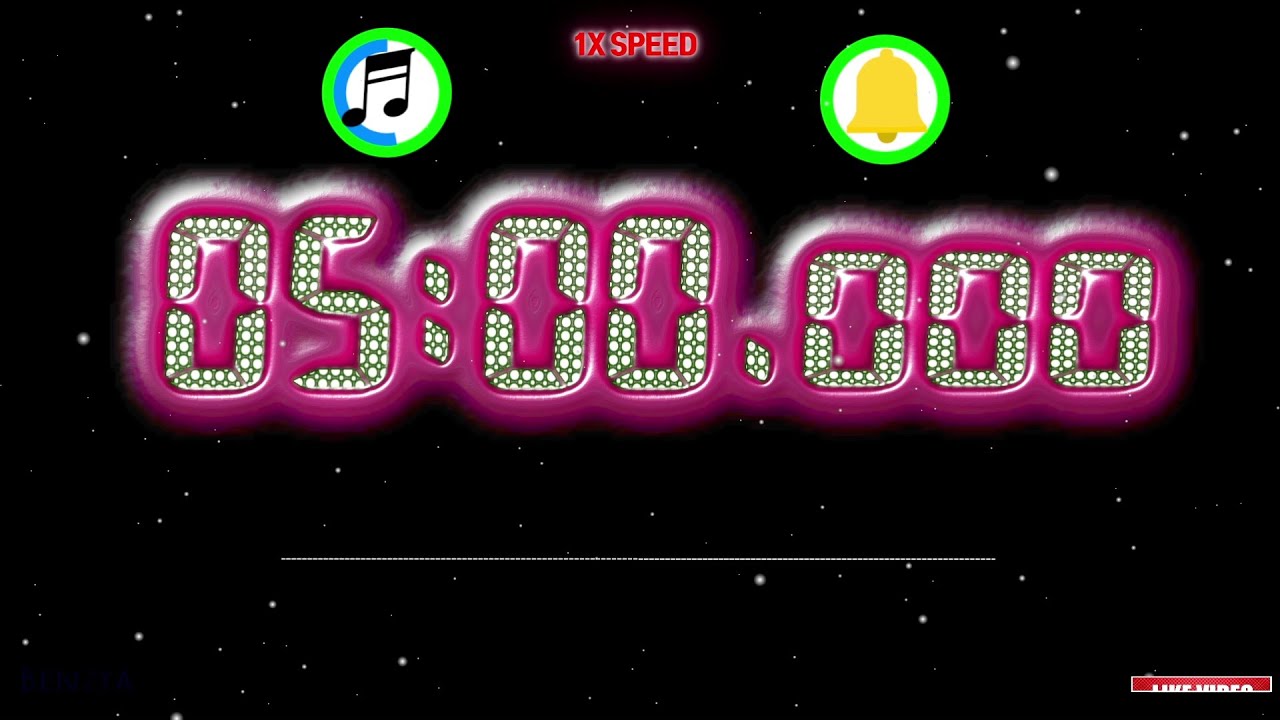 Neon mesh 5 minute timer countdown alarm🔔 - YouTube