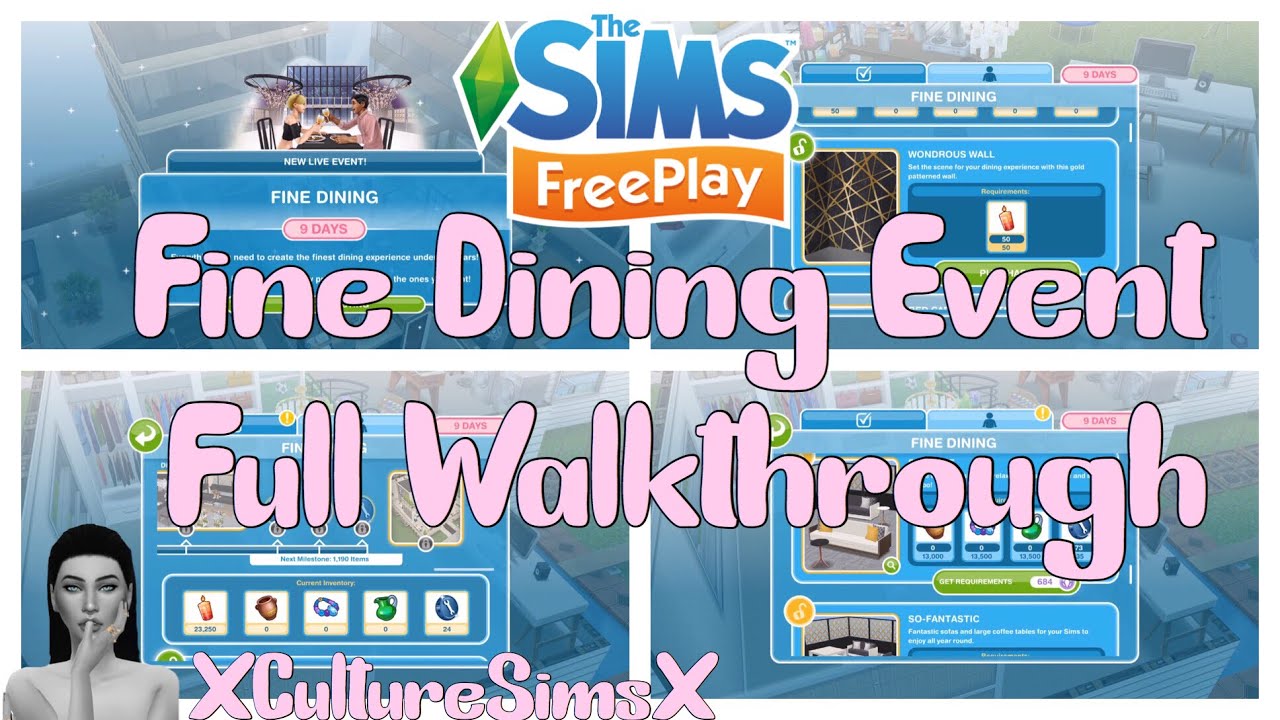 The Sims FreePlay Fine Dining Quest Goals Full Walkthrough