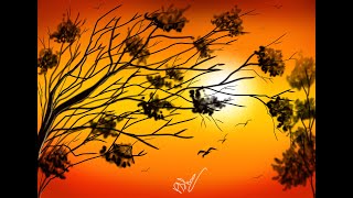 easy Sunset Digital Painting tutorial By Poulami Sharma YouTube