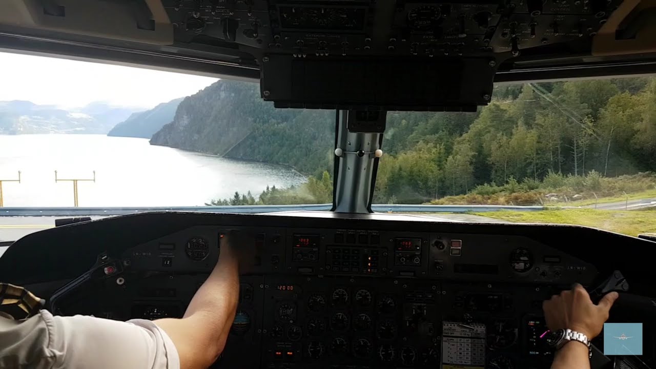 [Cockpit View] Takeoff Sandane Widerøe Dash 8-100