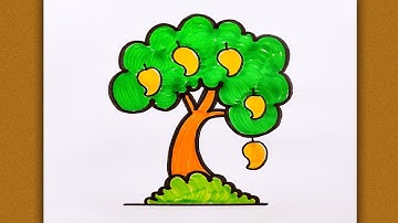 How to draw a mango tree | Art of Kala