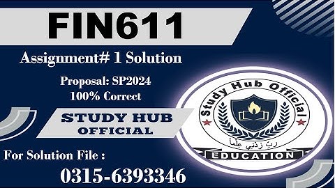 FIN611 Assignment 1 solution SP2024 fin611