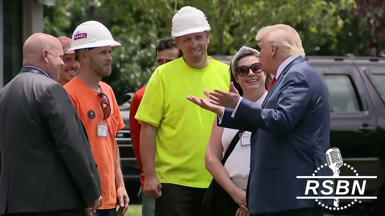 WATCH: Pres. Trump Speaks to Construction Workers About Flag Pole Construction at the WH - 6/9/25