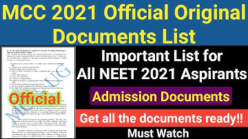 MCC 2021 Official Documents Required List 🔥🔥🔥