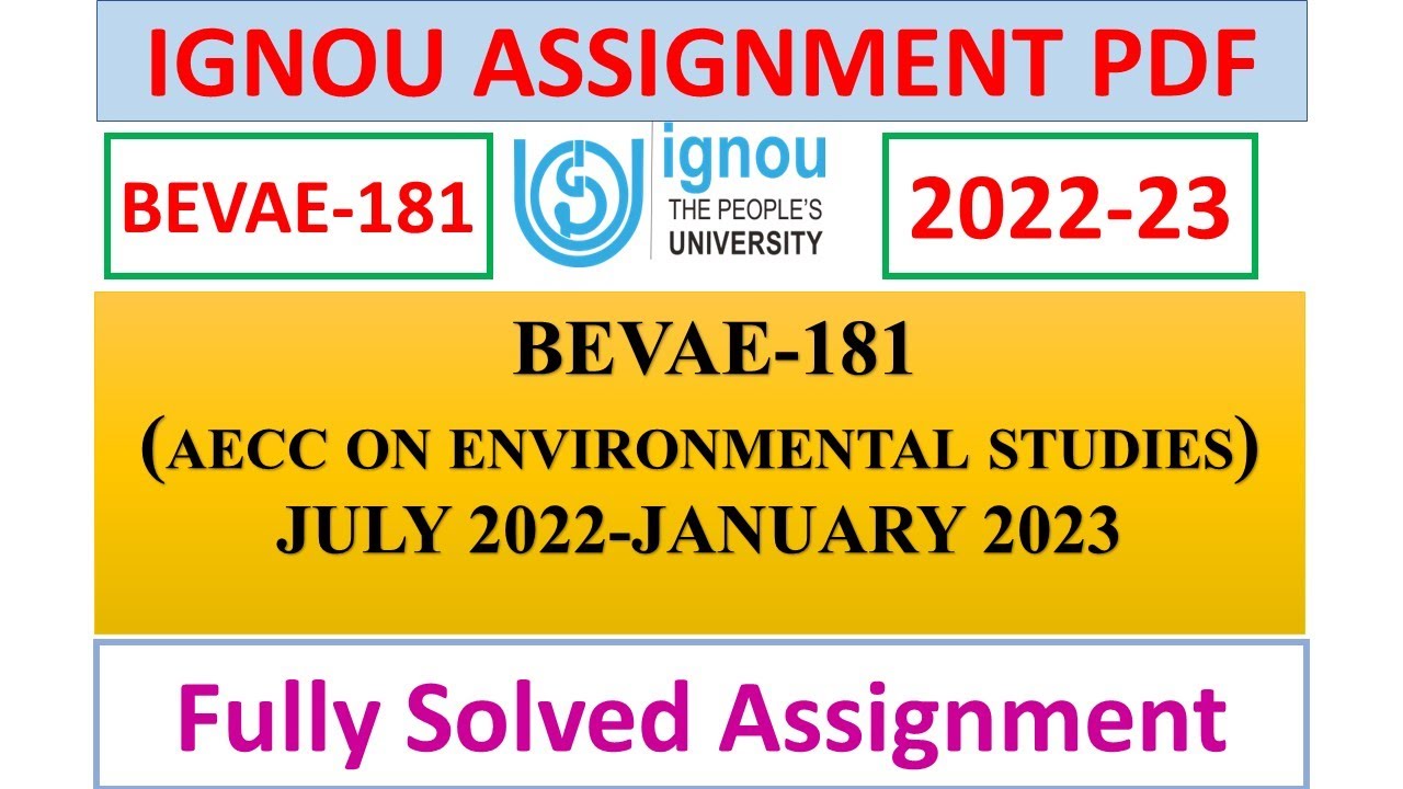 bevae 181 ignou assignment in english