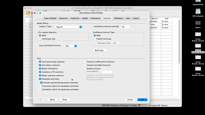 Logistic regression with numeric predictors in SPSS